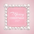 Christmas pearl frame. Vector fashion pearls border for wedding, anniversary or invitation Royalty Free Stock Photo