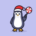 Christmas penguin mascot logo design illustration