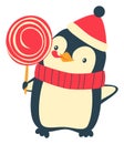 Christmas Penguin cartoons clip art. Cute penguin vector illustration Royalty Free Stock Photo