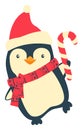 Christmas Penguin cartoons clip art. Cute penguin vector illustration Royalty Free Stock Photo