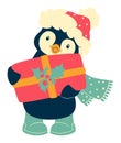 Christmas Penguin cartoons clip art. Cute penguin vector illustration Royalty Free Stock Photo