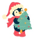 Christmas Penguin cartoons clip art. Cute penguin vector illustration Royalty Free Stock Photo