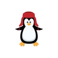 Christmas penguin. Funny snow animals, cute baby penguins cartoon characters in winter hat. Isolated vector set of penguin animal Royalty Free Stock Photo