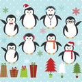 Christmas Penguin set Royalty Free Stock Photo