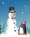 Christmas Penguin And Snowman