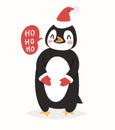 Christmas penguin vector character cartoon cute bird Royalty Free Stock Photo