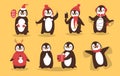 Christmas penguin vector character cartoon cute bird celebrate Xmas playfull happy penguin face smile illustration in