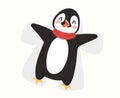 Christmas penguin vector character cartoon cute bird celebrate Xmas playfull happy penguin face smile illustration