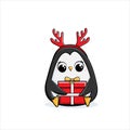 Christmas penguins, Merry Christmas illustrations of cute penguins with accessories like a knitted hats, sweaters Royalty Free Stock Photo