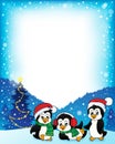 Christmas penguins thematic frame 1