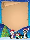 Christmas penguins thematic parchment 1