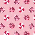 Christmas peppermint swirl candies seamless pattern Royalty Free Stock Photo