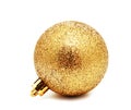 Christmas perfect decoration gold yellow ball  isolated on a white Royalty Free Stock Photo