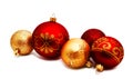 Christmas perfect decoration red and gold yellow balls isolated Royalty Free Stock Photo