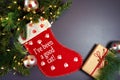 Christmas pet stocking, I've been a good cat, in festive setting Royalty Free Stock Photo