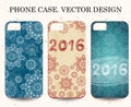 Christmas phone cases. Abstract Happy New Year background. Hand drawn inscription. Vector illustration Royalty Free Stock Photo