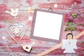 Christmas photo frame cards for baby girl Royalty Free Stock Photo