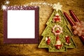 Christmas photo frame cards, cheerful tree Royalty Free Stock Photo