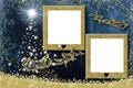 Christmas photo frame greetings cards. Santa Claus sleigh Royalty Free Stock Photo