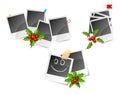 Christmas photo frame set with holly Royalty Free Stock Photo