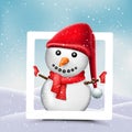 Christmas photo frame with snowman inside Royalty Free Stock Photo