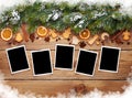 Christmas photo frames, tree, cookies Royalty Free Stock Photo