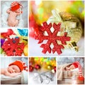 Christmas photo with a newborn baby Royalty Free Stock Photo