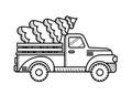 Christmas pickup truck coloring page for kids