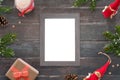 Christmas picture frame for photo or greeting text mockup Royalty Free Stock Photo