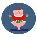 Christmas piglet vector symbol year old new year