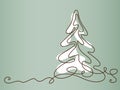 Christmas pine fir tree. Continuous one line drawing Royalty Free Stock Photo