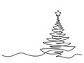 Christmas pine fir tree. Continuous one line drawing Royalty Free Stock Photo