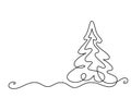 Christmas pine fir tree. Continuous one line drawing Royalty Free Stock Photo