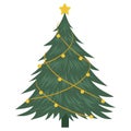 Christmas Pine Tree Cartoon Flat Design Illustration Vector Icon