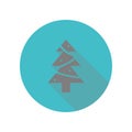 Christmas pine tree long shadow icon. Simple glyph, flat vector of web icons for ui and ux, website or mobile application