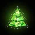 Christmas pine tree in low poly triangle style, holiday decoration card design. EPS10 vector.