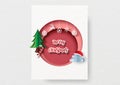 Christmas greeting card in paper cut style and vector design Royalty Free Stock Photo