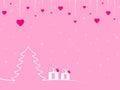 Christmas pink hearts and gift boxes