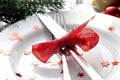 Christmas place setting with cutlery Royalty Free Stock Photo