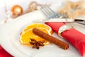 Christmas place setting for xmas Royalty Free Stock Photo