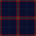 Christmas Plaid In Blue, Red, Green, Yellow. Seamless Dark Tartan Checked Plaid Background For Blanket, Tablecloth, Throw, Duvet.