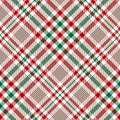 Christmas plaid pattern in red, green, white. Seamless textured glen hounds tooth check plaid for tablecloth, skirt.