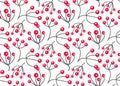 Christmas plants seamless pattern. Merry christmas repeating texture winter flowers.Tileable Holiday background. Vecto