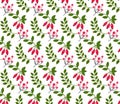 Christmas plants seamless pattern. Merry christmas repeating texture winter flowers.Tileable Holiday background. Vecto