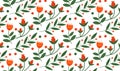 Christmas plants seamless pattern. Merry christmas repeating texture winter flowers.Tileable Holiday background. Vecto