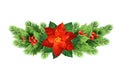 Christmas poinsettia flower realistic vector illustration Royalty Free Stock Photo