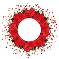 Christmas poinsettia flowers round arrangement with confetti and