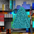 Christmas poinsettia tree modern background