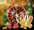 Christmas Poker card. Happy New 2019 Year, vector Royalty Free Stock Photo