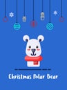 Christmas polar bear icon with christmas ornament elements hanging Royalty Free Stock Photo